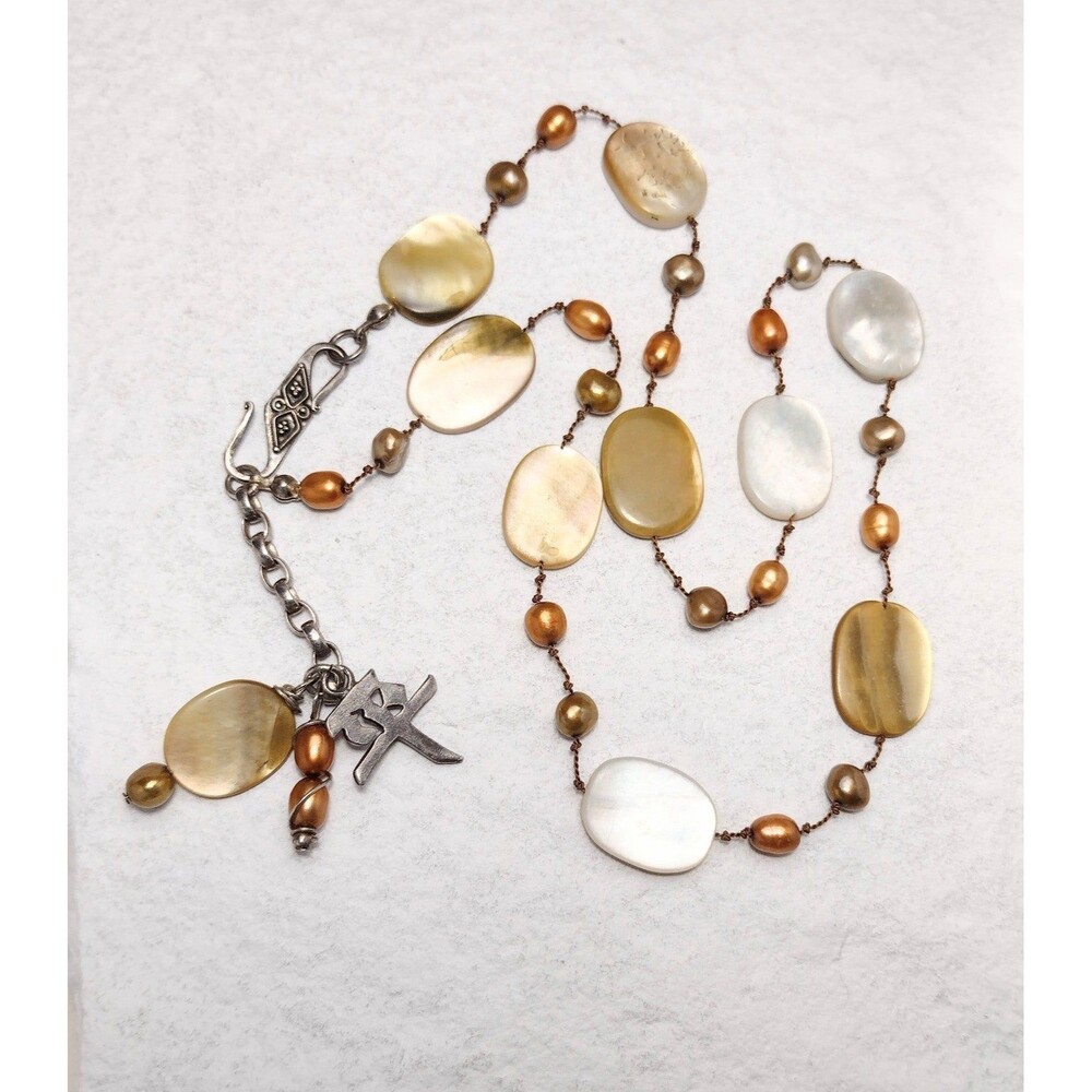 Artisan Sterling Silver Pearl Mother of Pearl Necklace